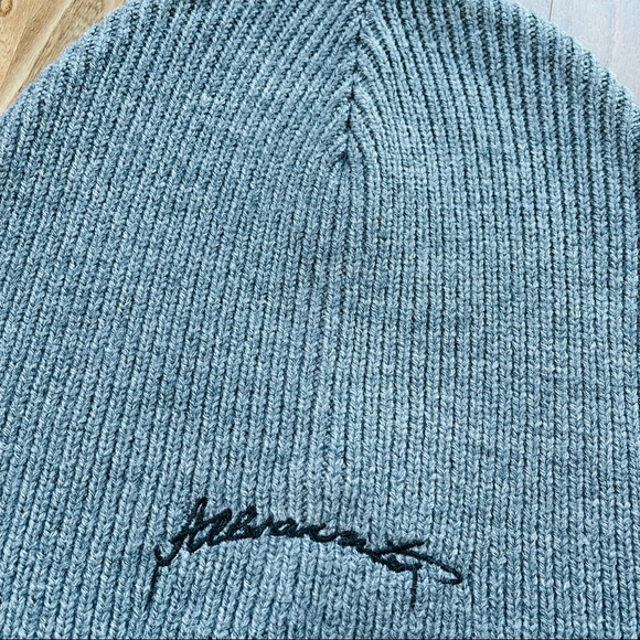 ALLSAINTS Gray Script Logo Beanie Hat - Picture 2 of 3